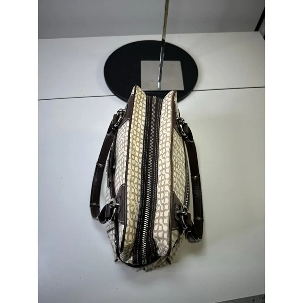 COACH Penelope Op Art Brown Leather Coated Canvas Satchel Shoulder Bag 13147